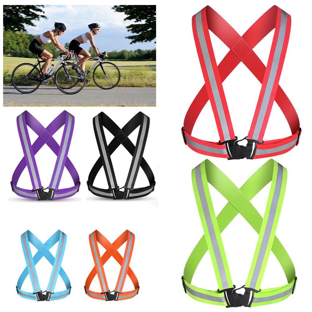 Running Gear Essential - 屋外調節可能な安全ベスト夜間ウォーキング用反射ベスト軽量サイクリング安全ストラップ防水ランニングギア