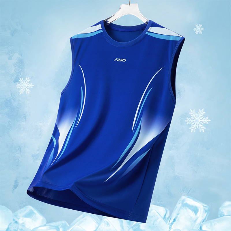 Running Gear Youth - メンズグラデーションスポーツベスト 軽量ノースリーブ丸首Tシャツ 夏ランニング トレンドルーズフィット ユース クロスボーダー