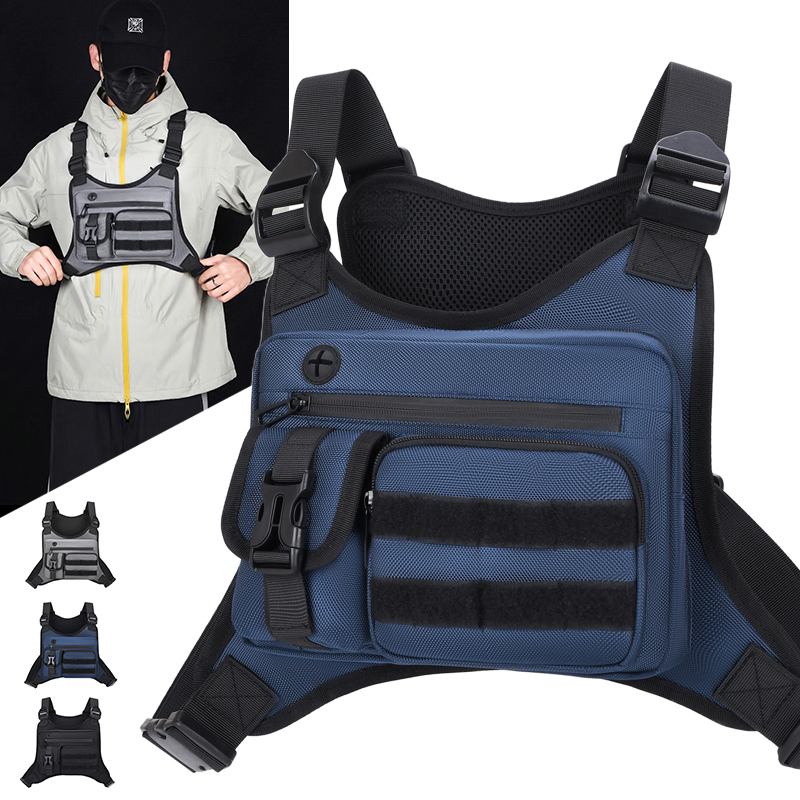 Running Gear Bag - タクティカルチェストリグバッグ メンズ 防水 クロスボディハーネスベスト モールポーチ アウトドア