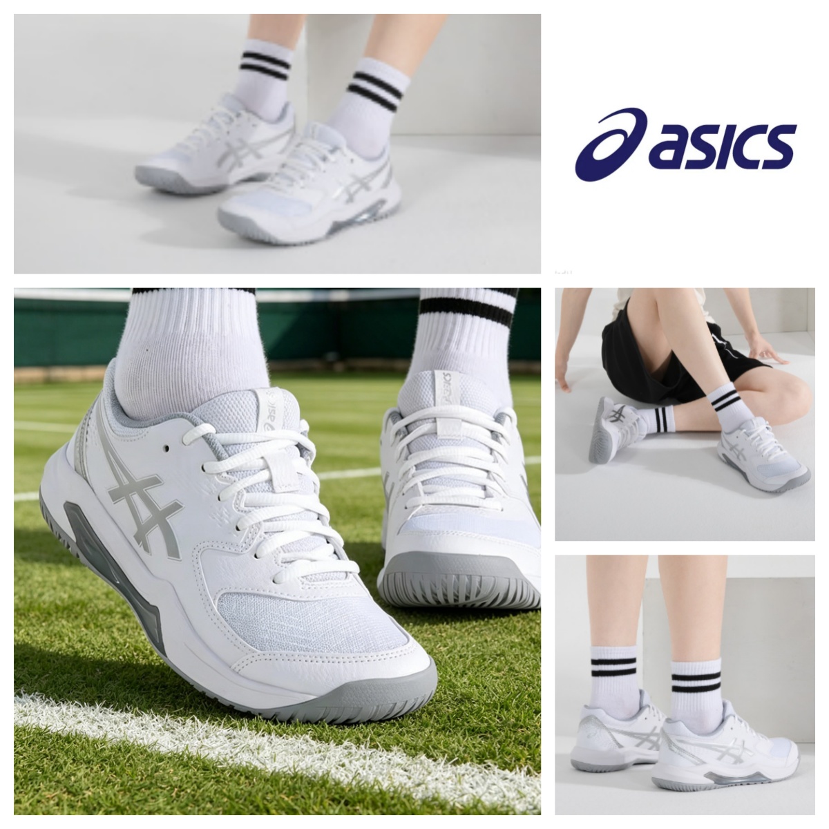 Running Gear Asics - アシックス レディース テニスシューズ、通気性、滑り止め、耐摩耗性、軽量、快適なアスレチック スポーツ スニーカー 1042A237-101
