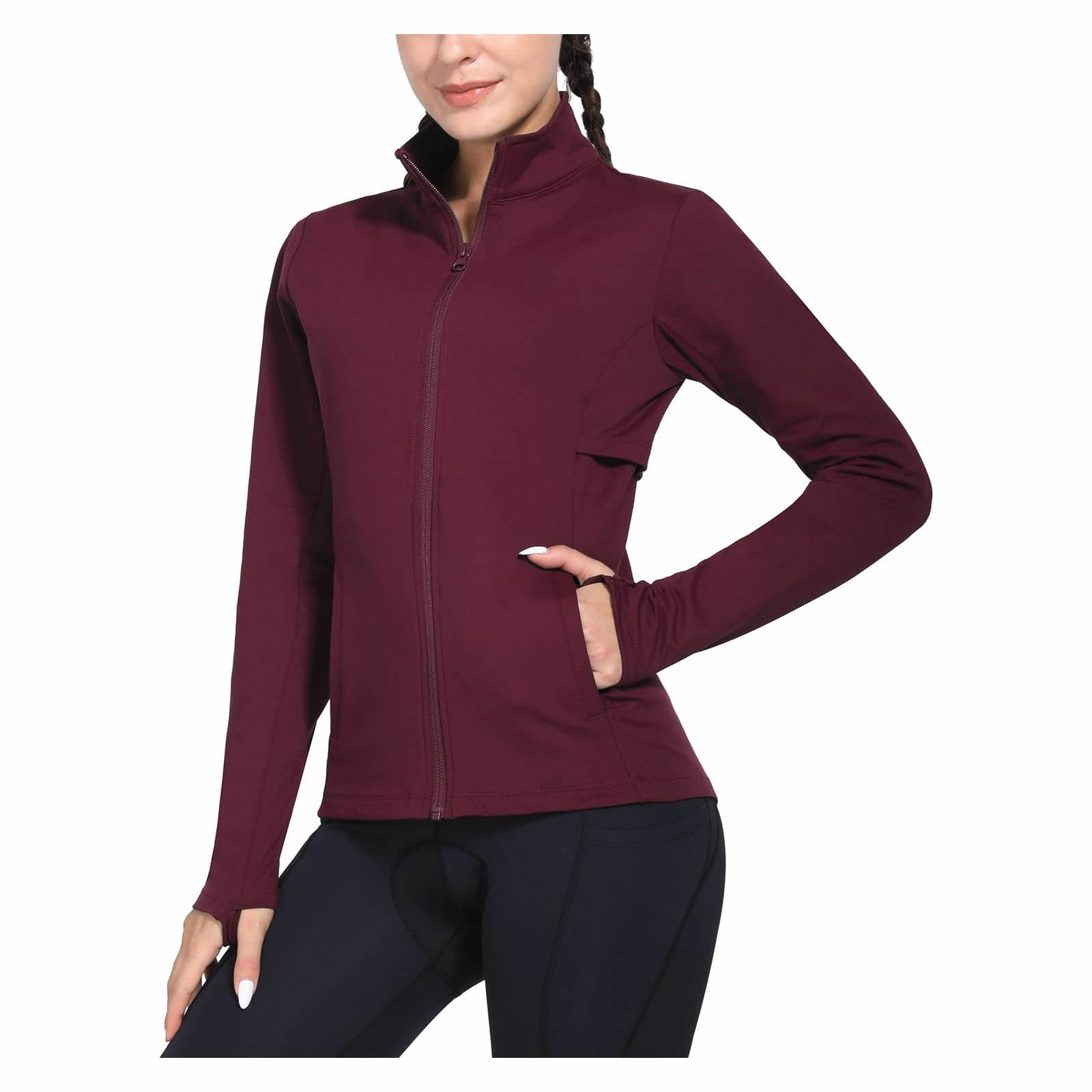 レディース冬用防寒フルジップサーマルワークアウトウェア防水フ - Running Gear In Cold Weather のレビューと価格
