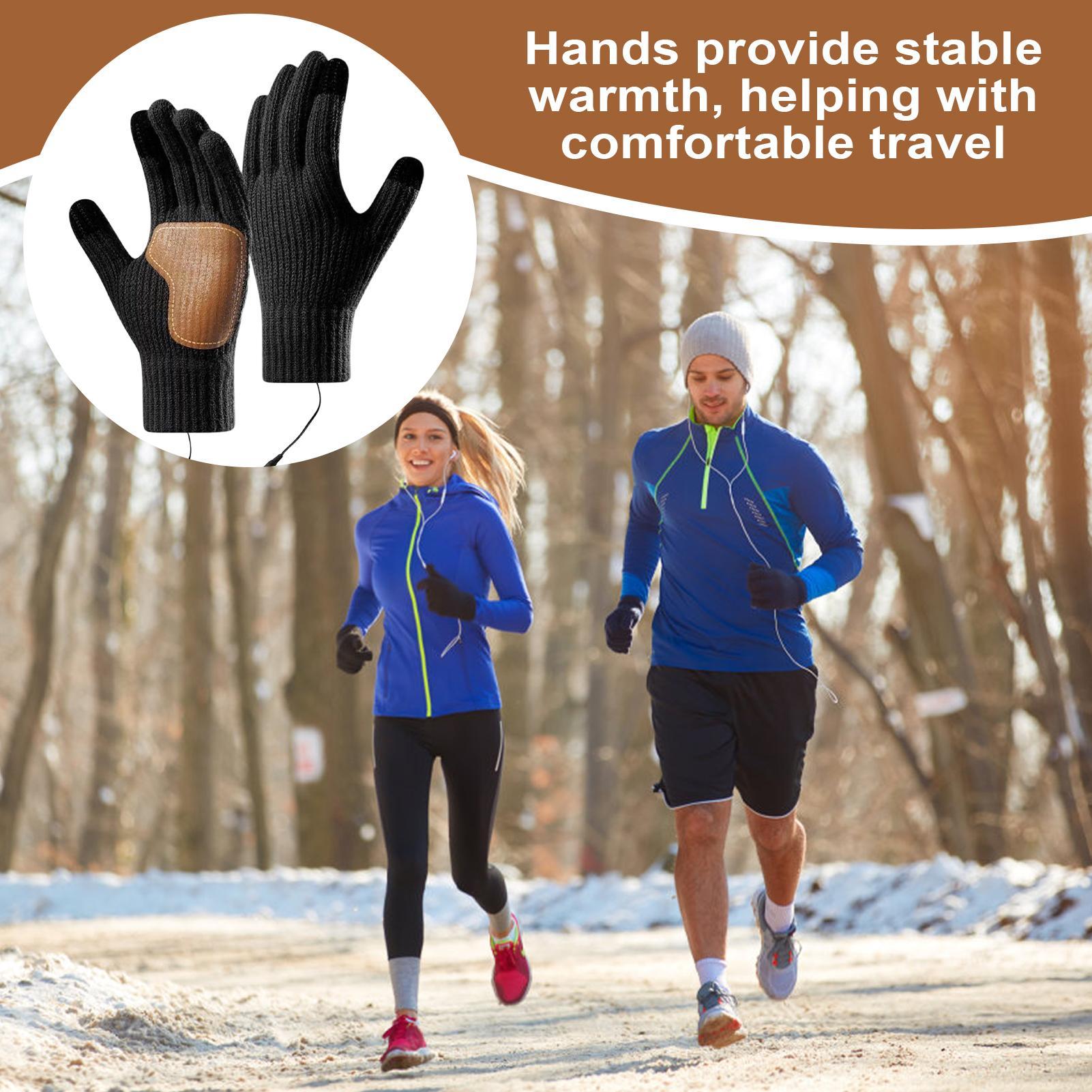 タッチスクリーン付きUSB加熱グローブ、スキー、ランニング用 - Running Gear In Cold Weather のレビューと価格