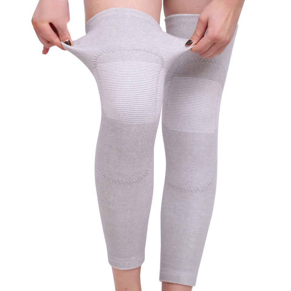 1 ペアロング冬暖かい膝パッド竹炭保護具女性用老人膝パッドサ - Running Gear For Knee Pain のレビューと価格